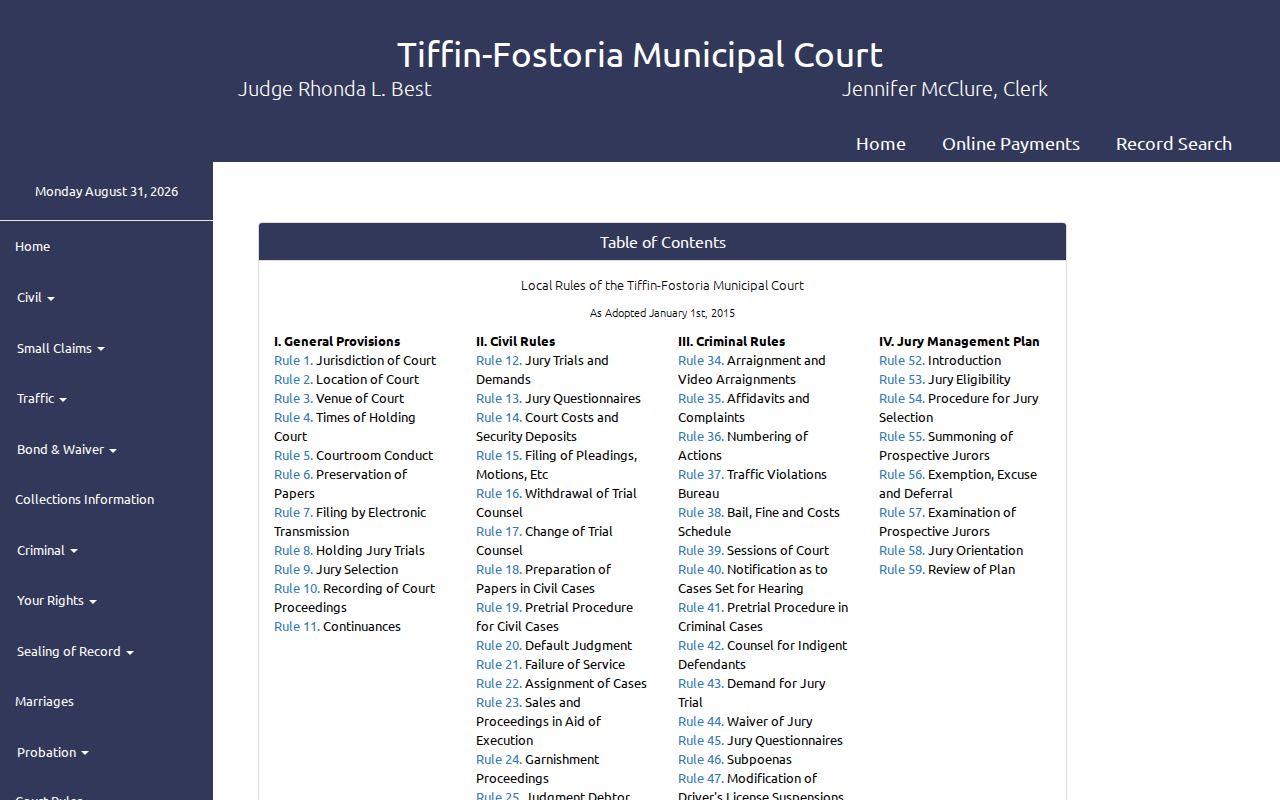 Fostoria court docket local rules and branch procedures