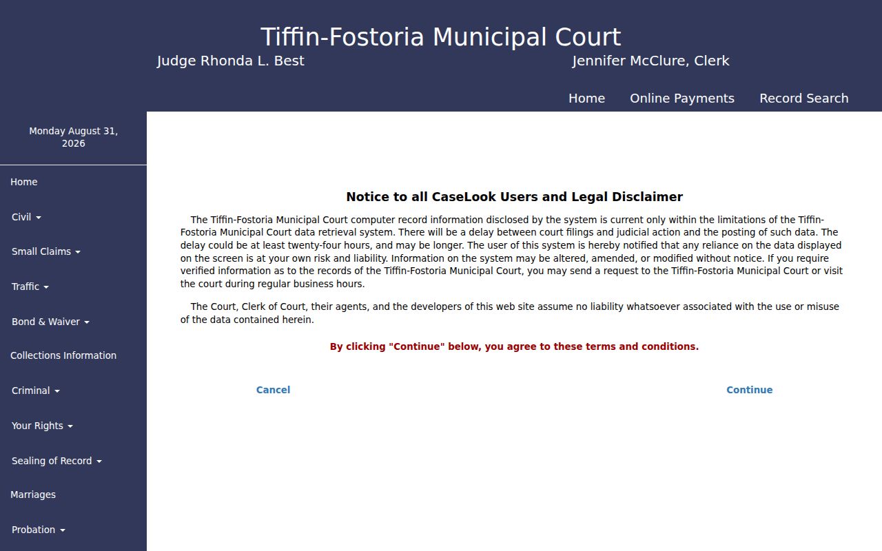 Hancock County case lookup Fostoria CaseLook search