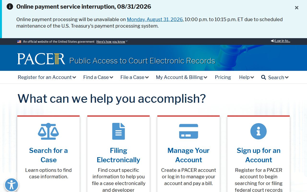 Hancock County case lookup official PACER federal docket information