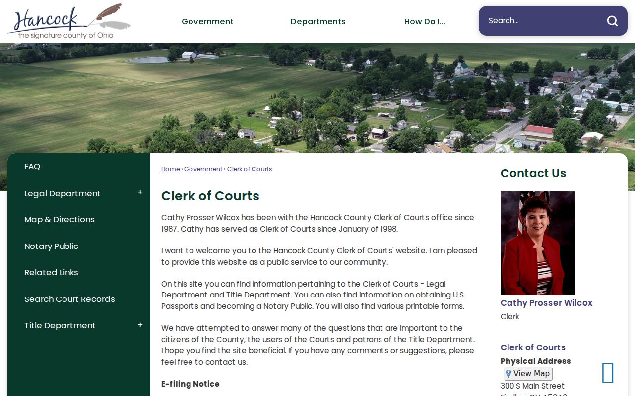 Hancock County court docket Clerk of Courts information
