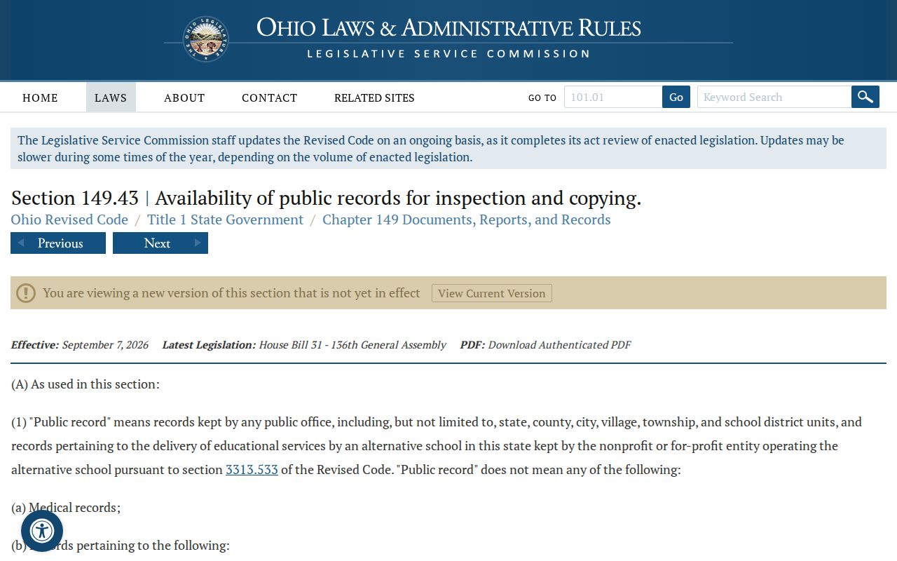 Hancock County court records Ohio Public Records Act source