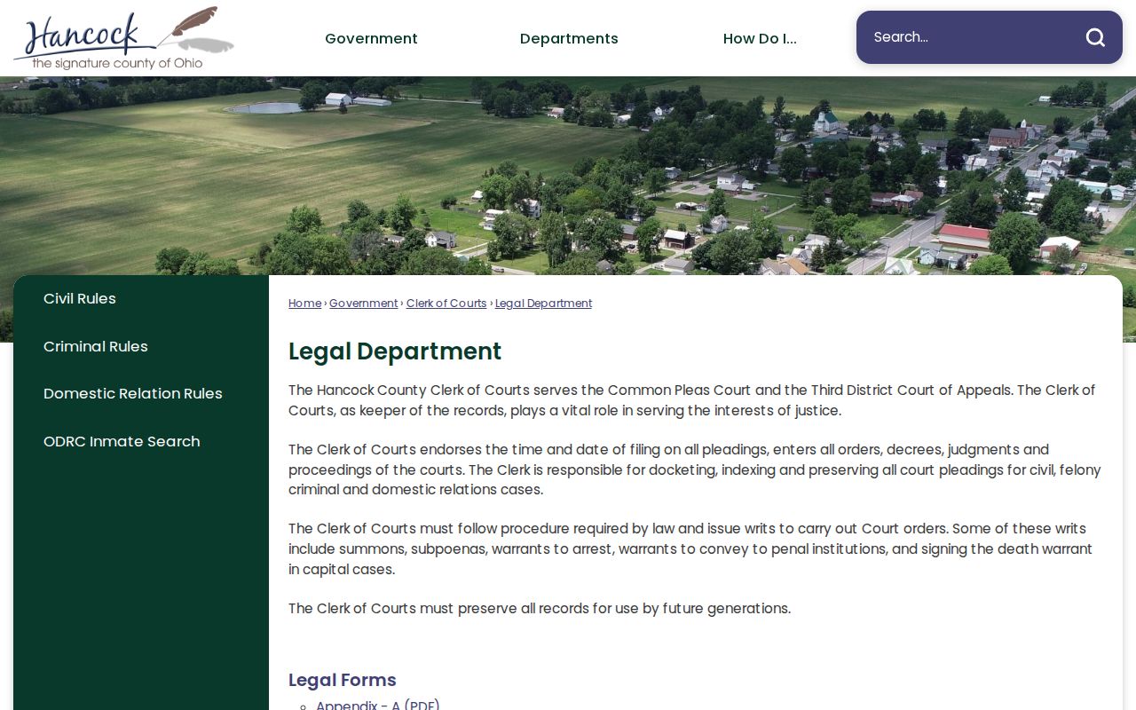 Hancock County criminal docket Clerk Legal Department
