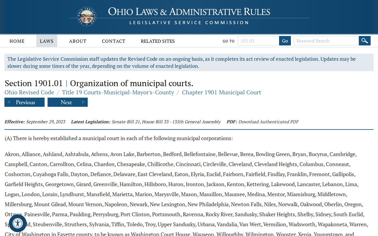 Hancock County traffic tickets Ohio municipal court statute source